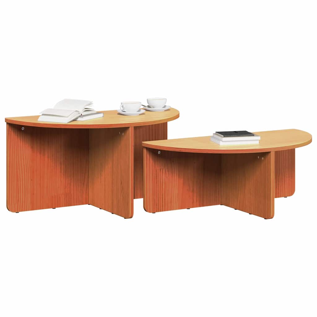 Couchtisch 2 pcs Wachsbraun 79 x 39,5 x 40 cm Massivholz Kiefer